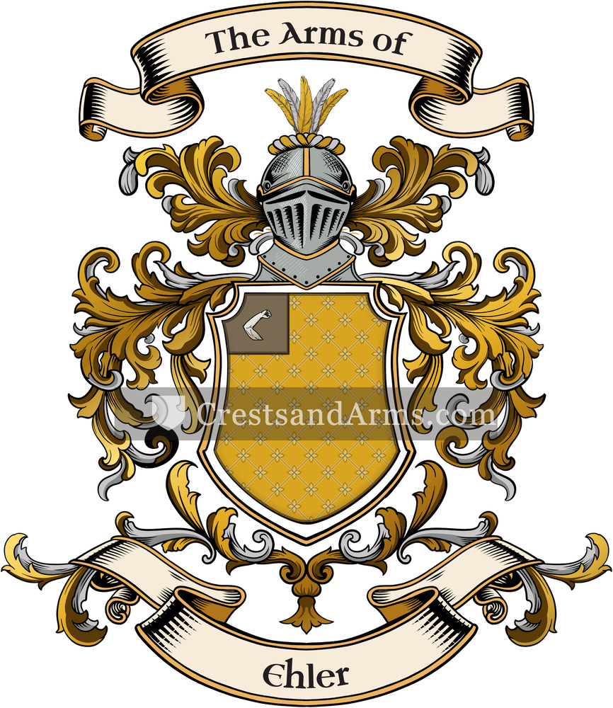The Ehler coat of arms, drawn from the recorded blazon