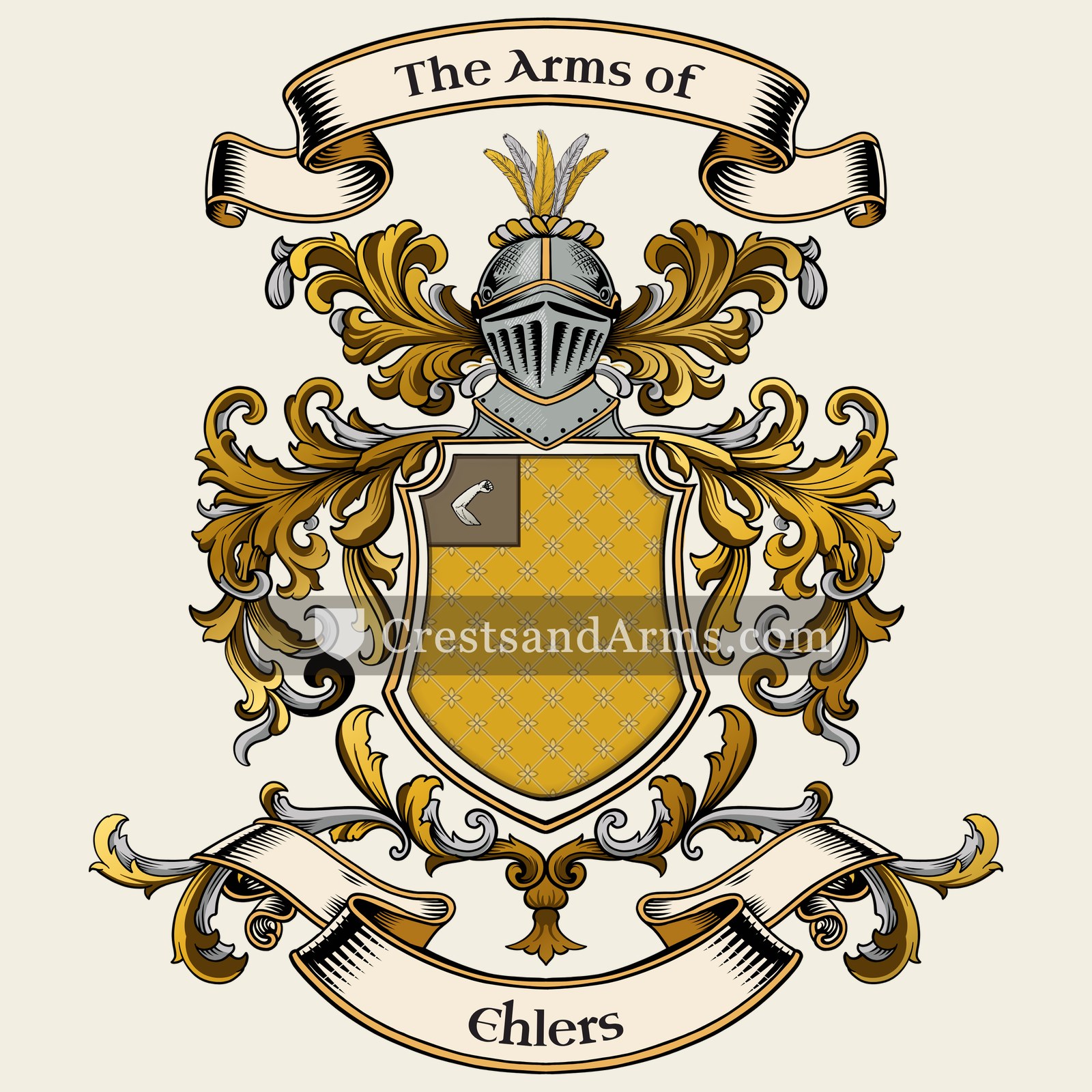 The Ehlers coat of arms, drawn from the recorded blazon