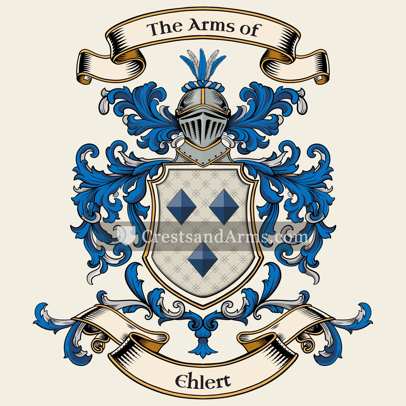 The Ehlert coat of arms, drawn from the recorded blazon