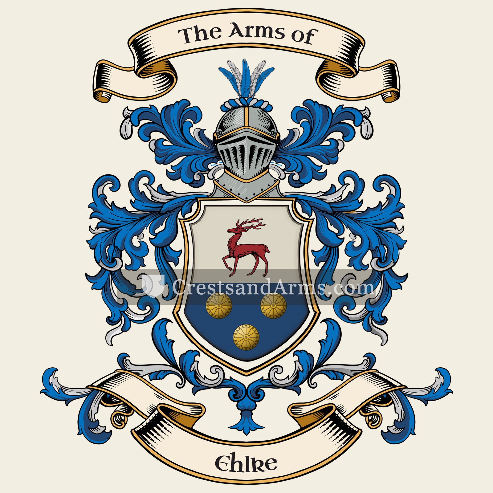 The Ehlke coat of arms, drawn from the recorded blazon