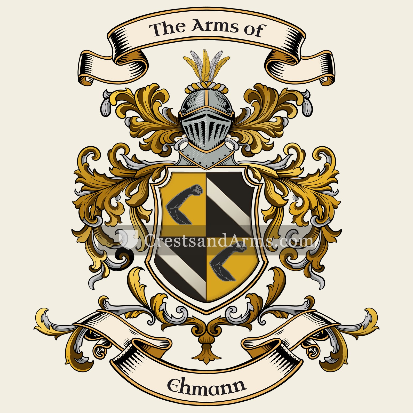 The Ehmann coat of arms, drawn from the recorded blazon