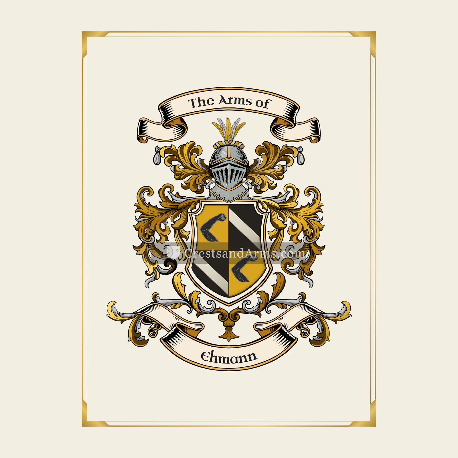 With gold border