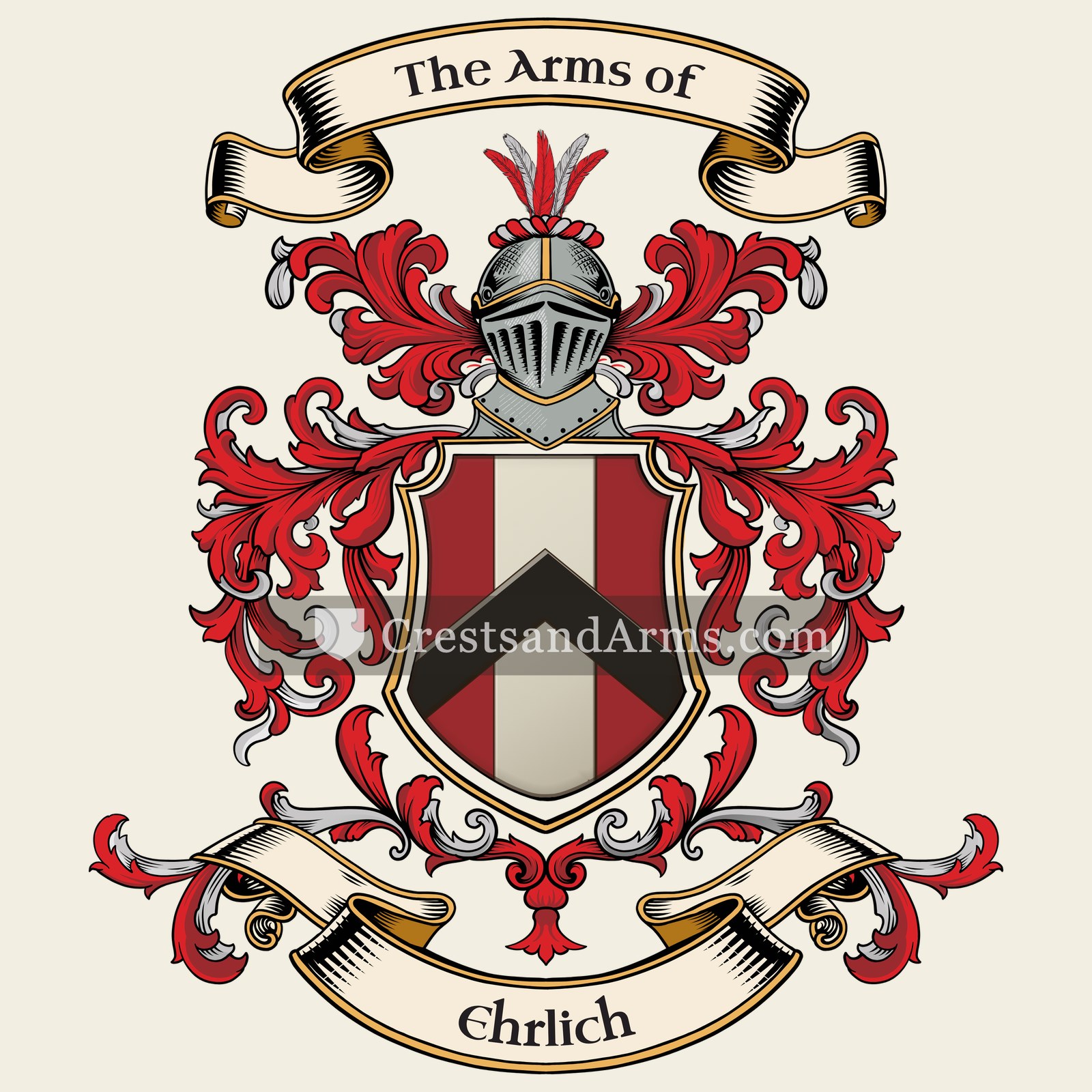 The Ehrlich coat of arms, drawn from the recorded blazon