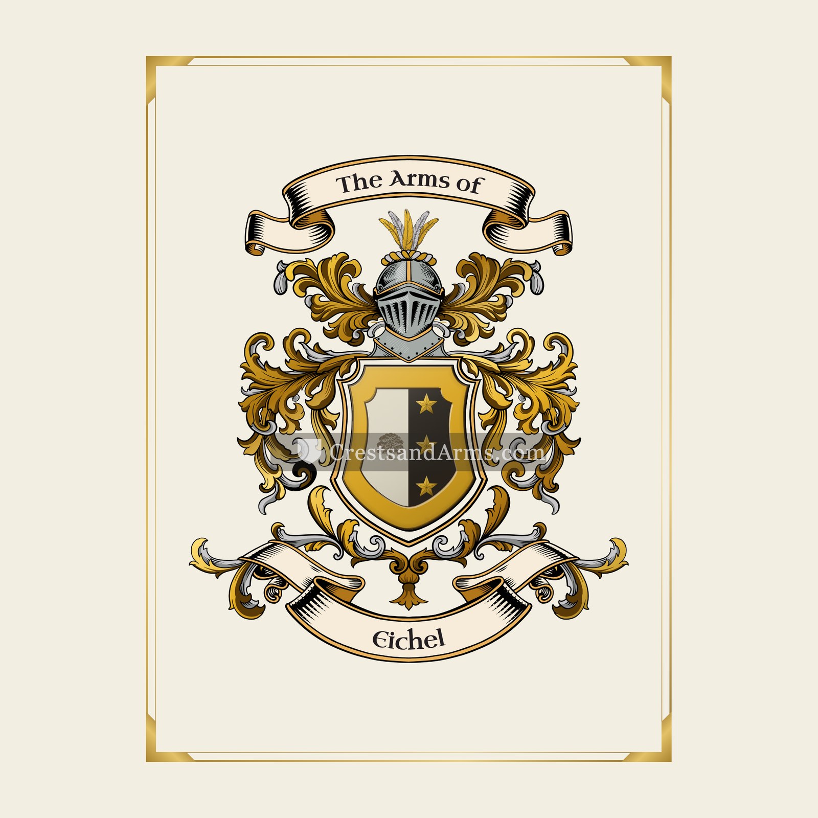 With gold border