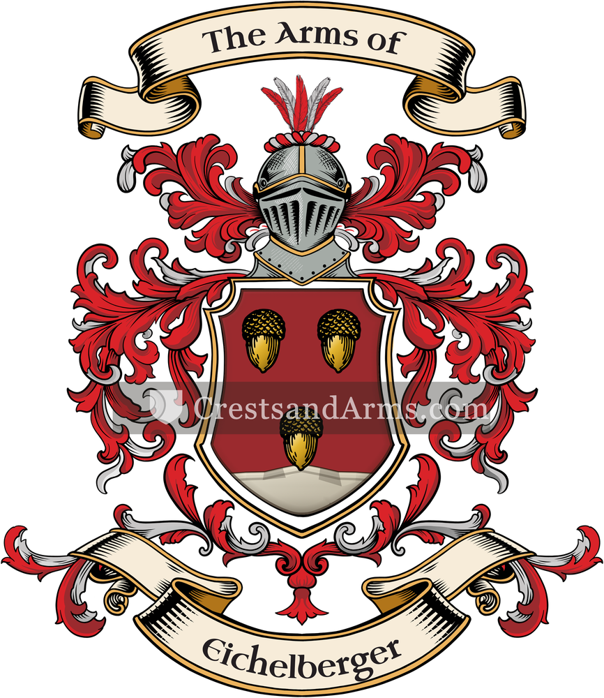 The Eichelberger coat of arms, drawn from the recorded blazon
