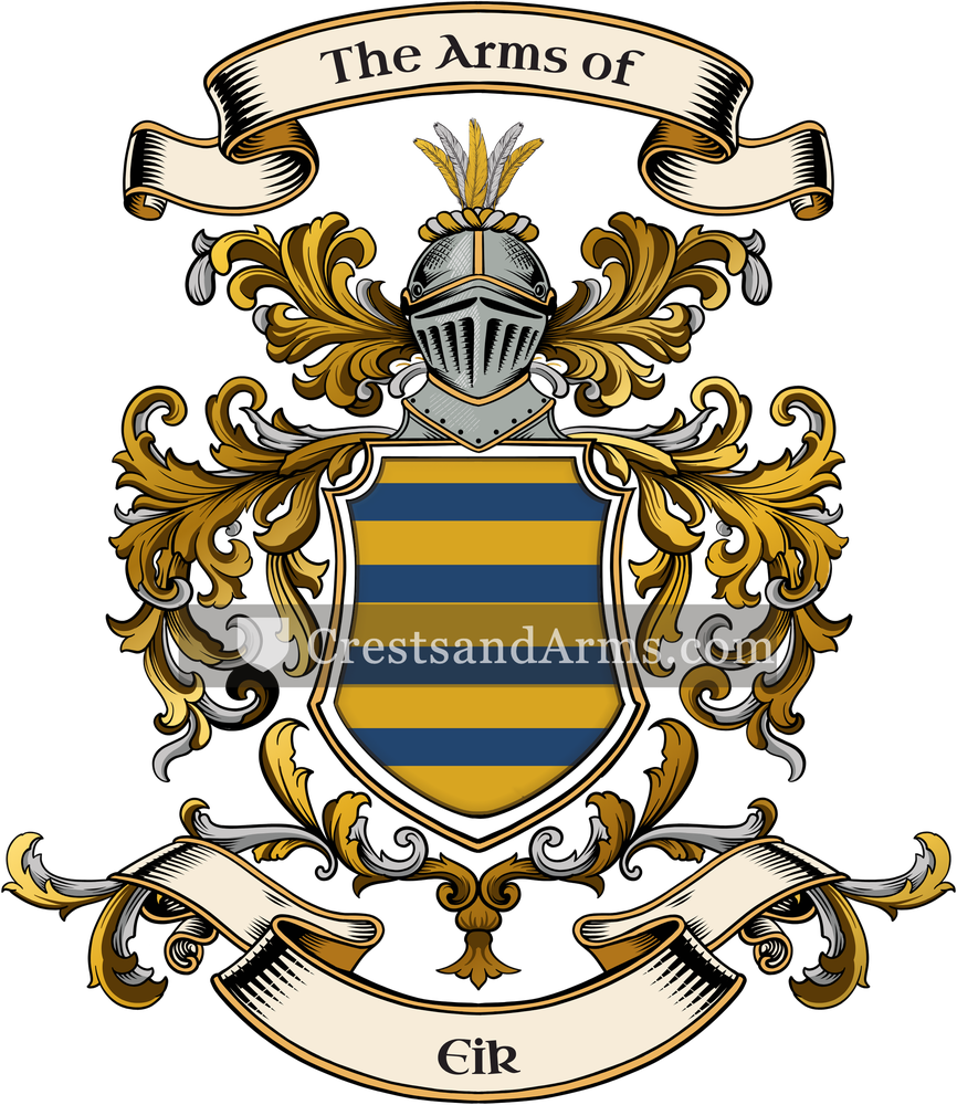 The Eik coat of arms, drawn from the recorded blazon