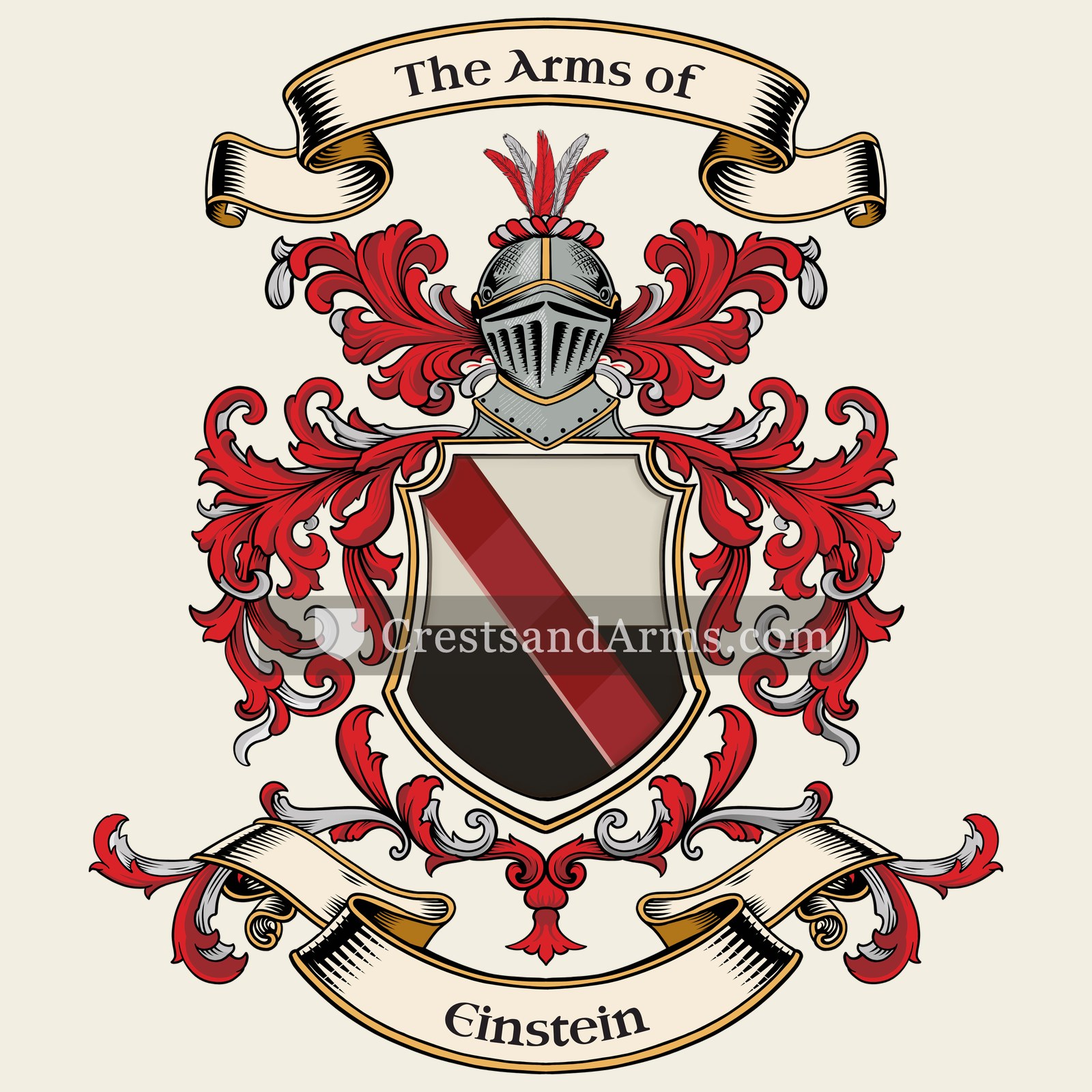 The Einstein coat of arms, drawn from the recorded blazon