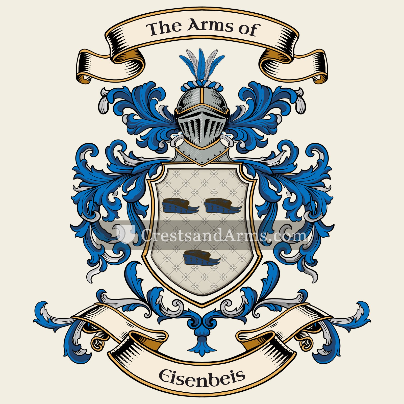 The Eisenbeis coat of arms, drawn from the recorded blazon