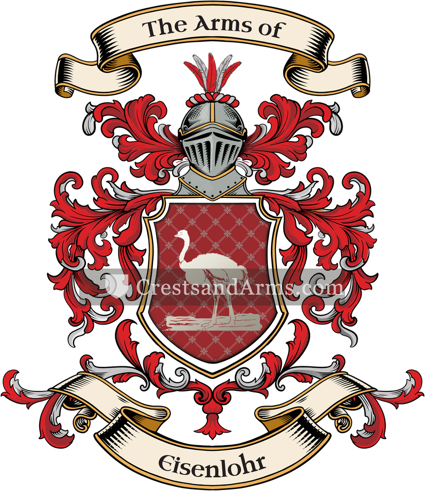 The Eisenlohr coat of arms, drawn from the recorded blazon