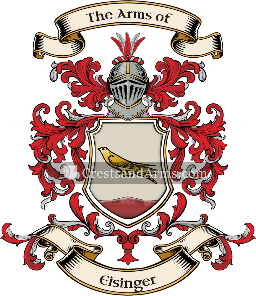 The Eisinger coat of arms, drawn from the recorded blazon