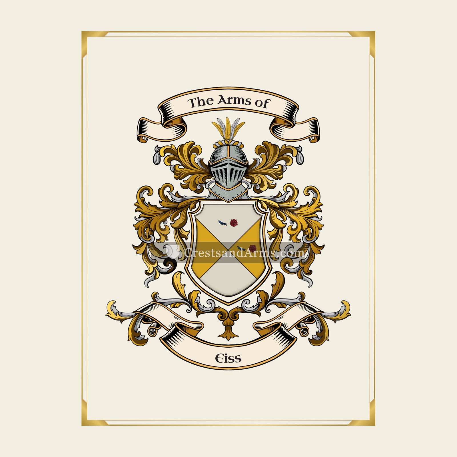 With gold border
