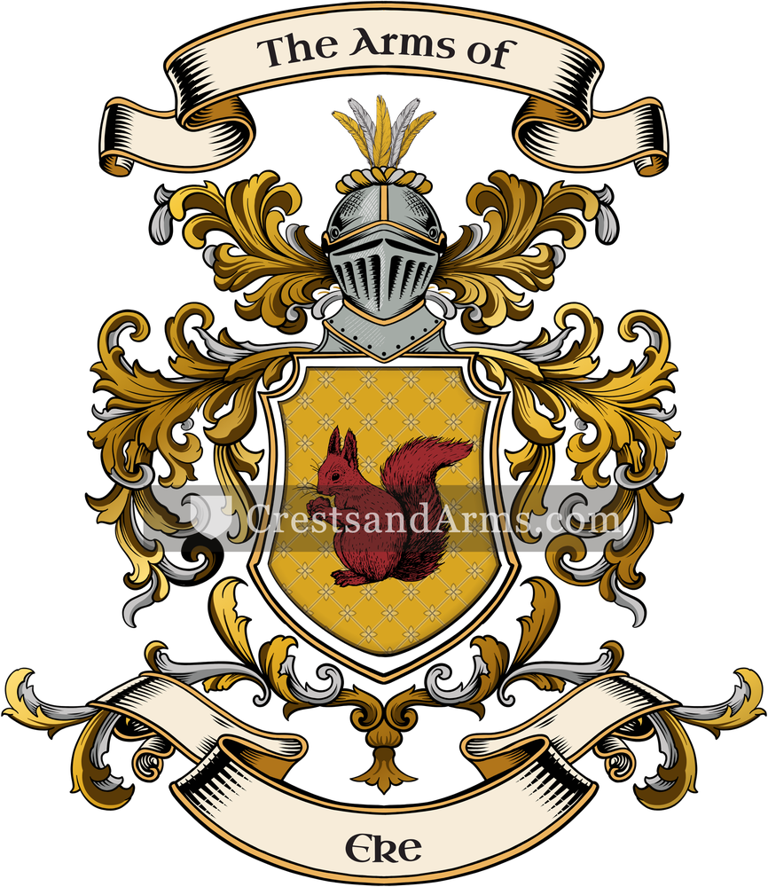 The Eke coat of arms, drawn from the recorded blazon