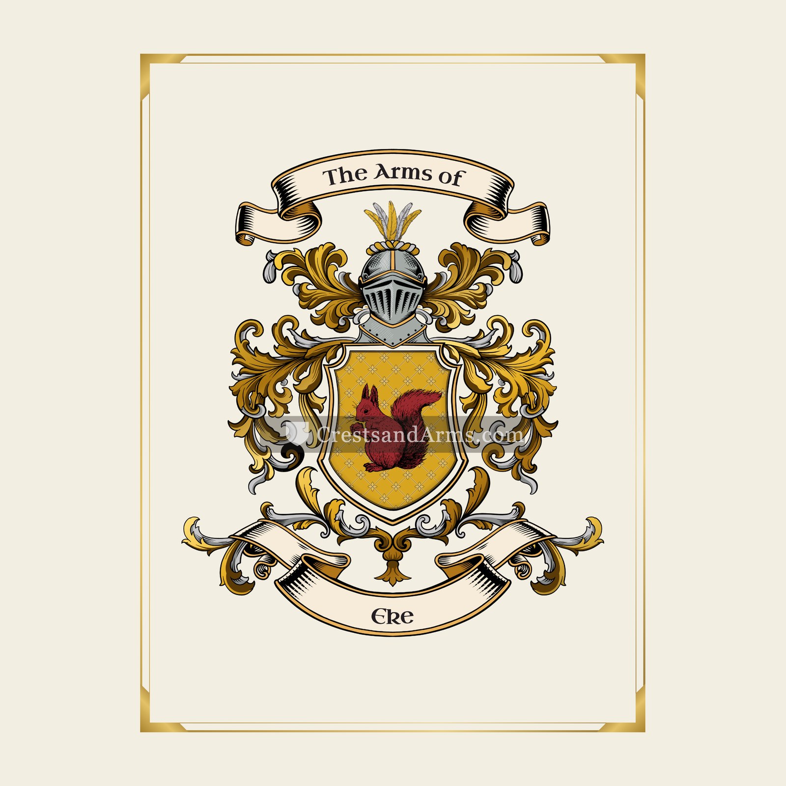 With gold border