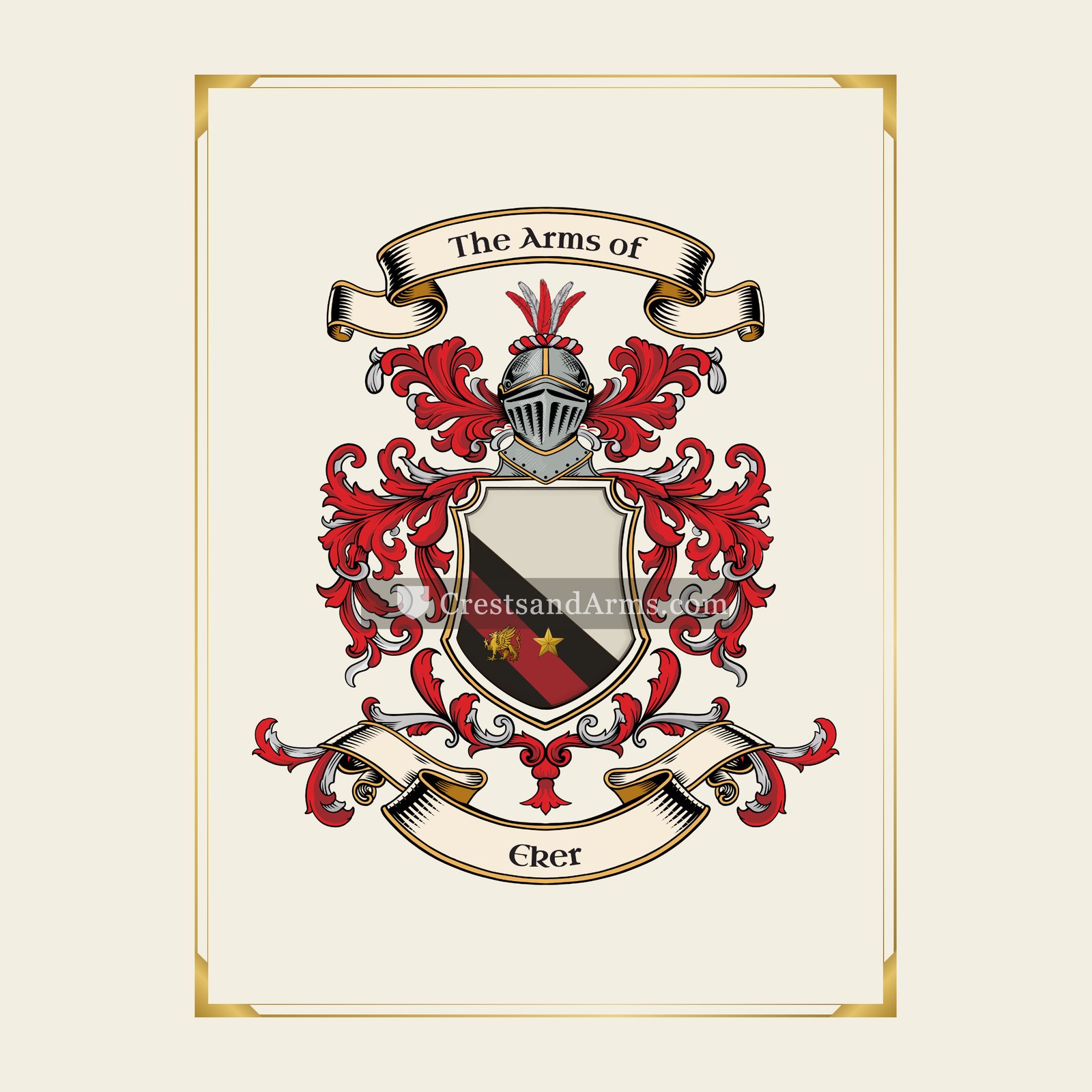 With gold border