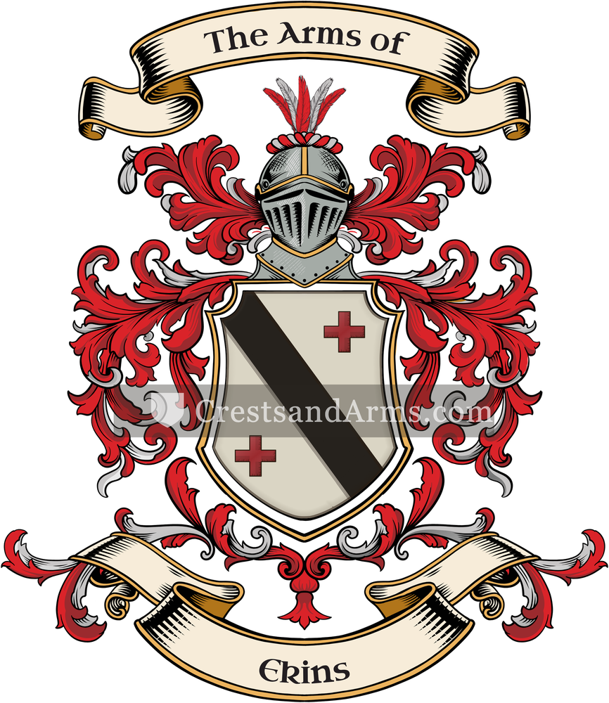 The Ekins coat of arms, drawn from the recorded blazon