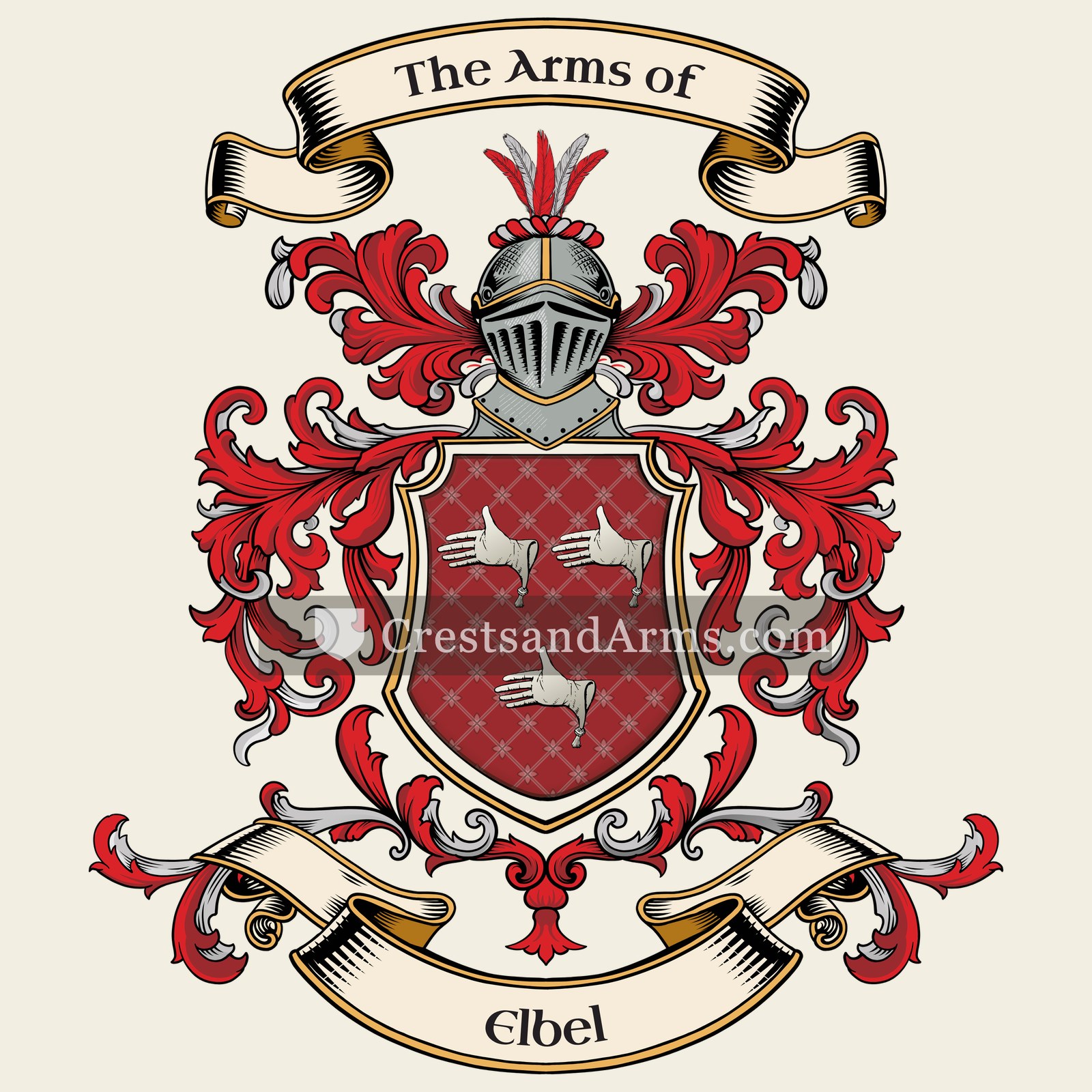 The Elbel coat of arms, drawn from the recorded blazon