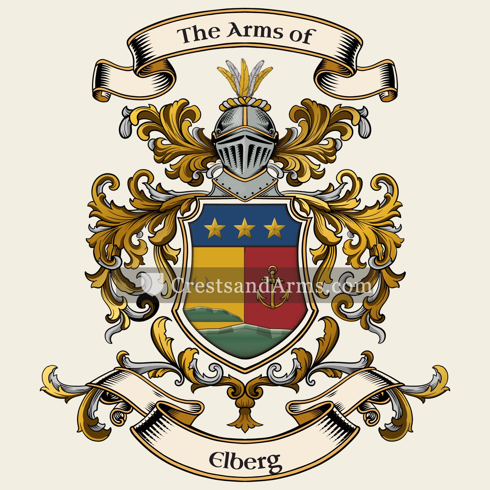 The Elberg coat of arms, drawn from the recorded blazon