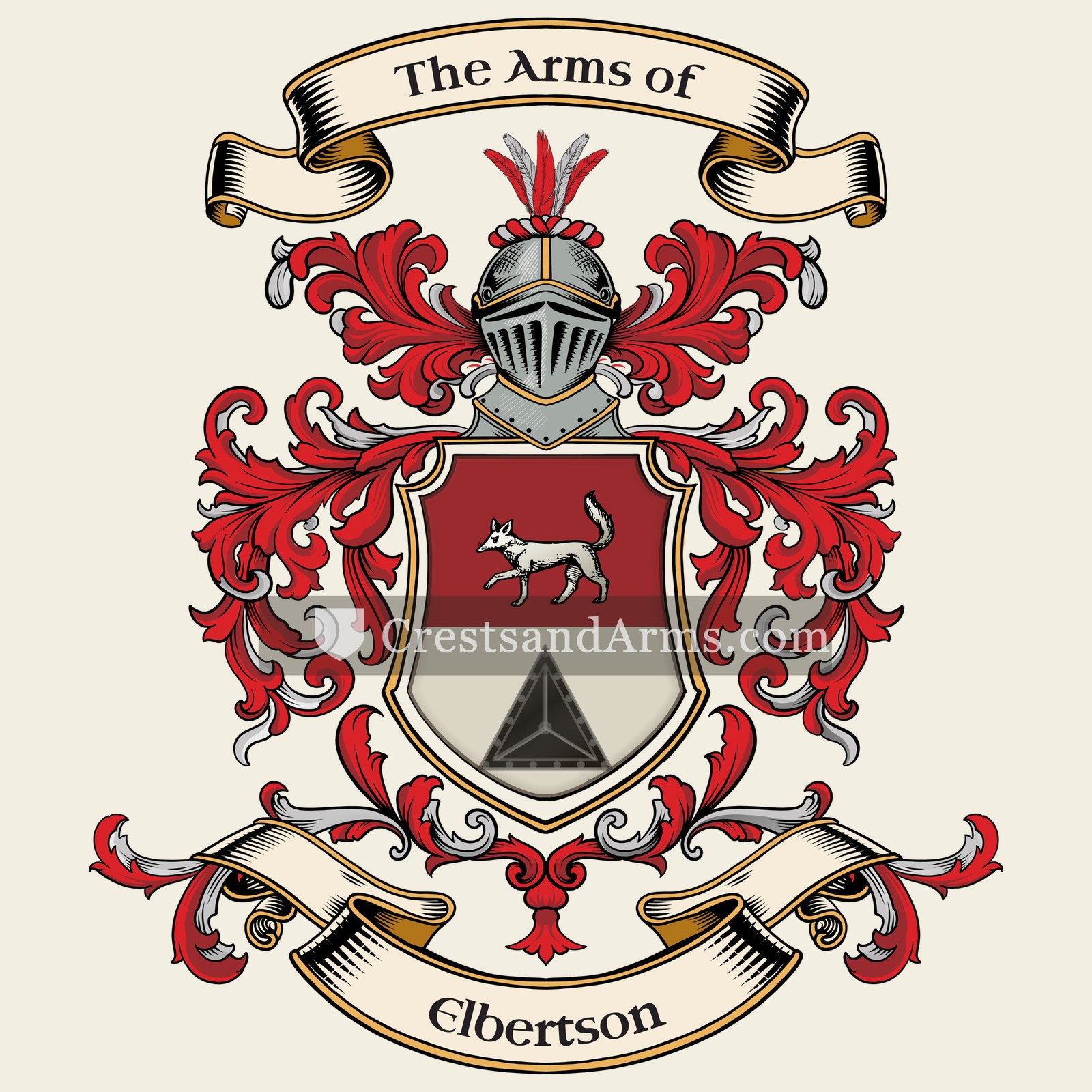 The Elbertson coat of arms, drawn from the recorded blazon