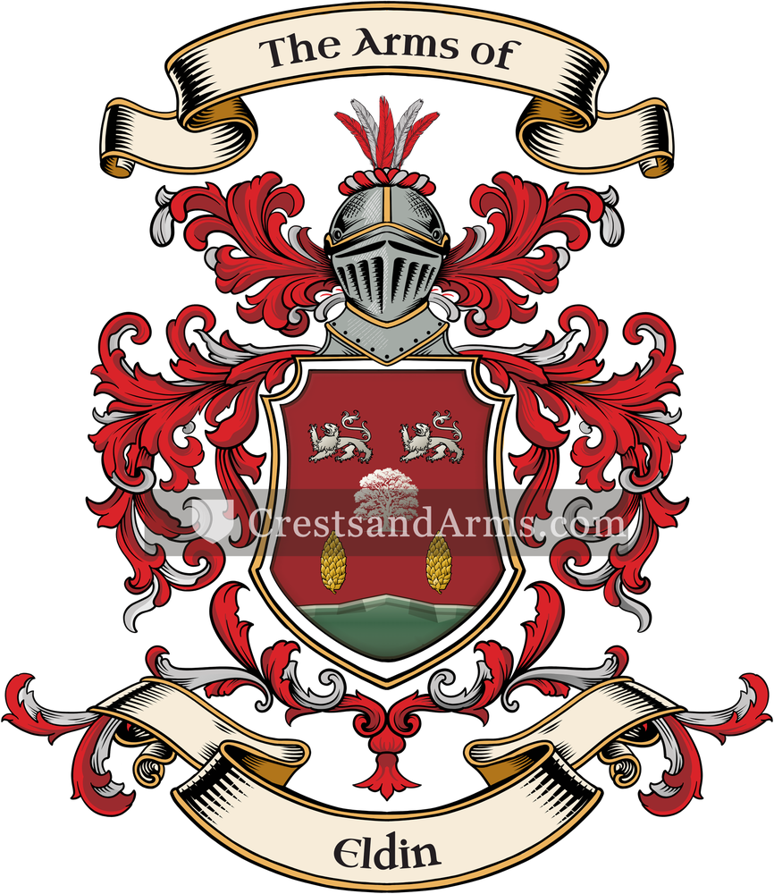 The Eldin coat of arms, drawn from the recorded blazon