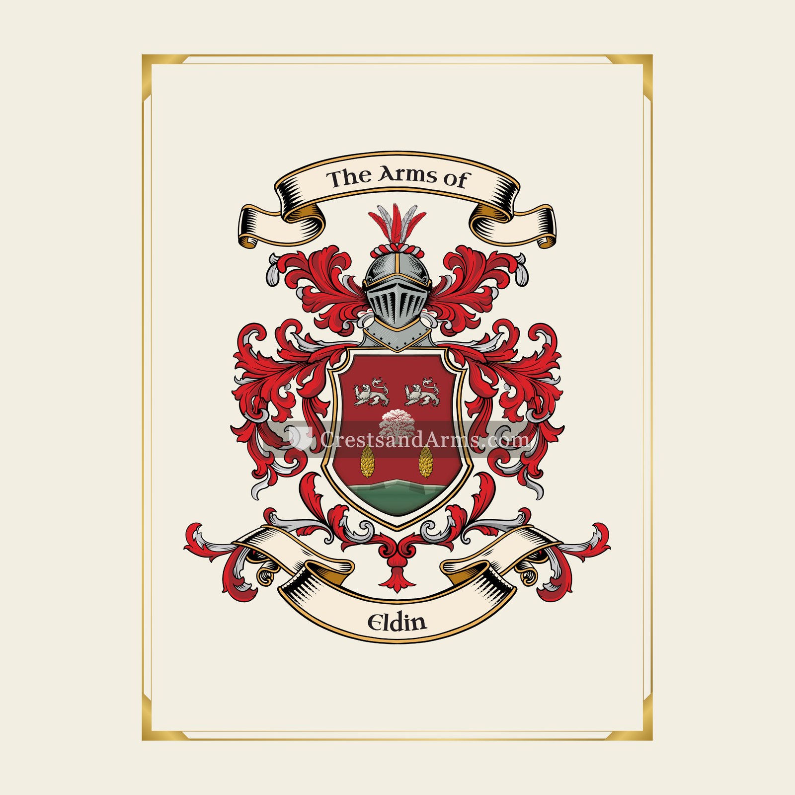 With gold border