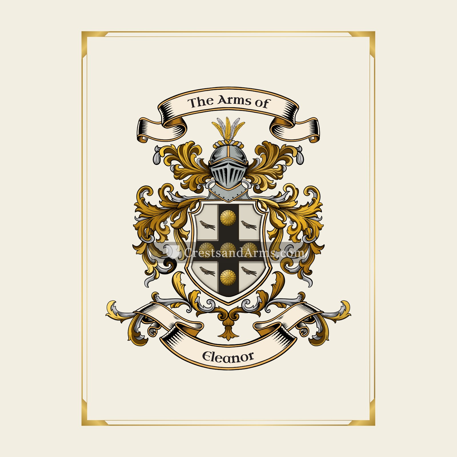 With gold border