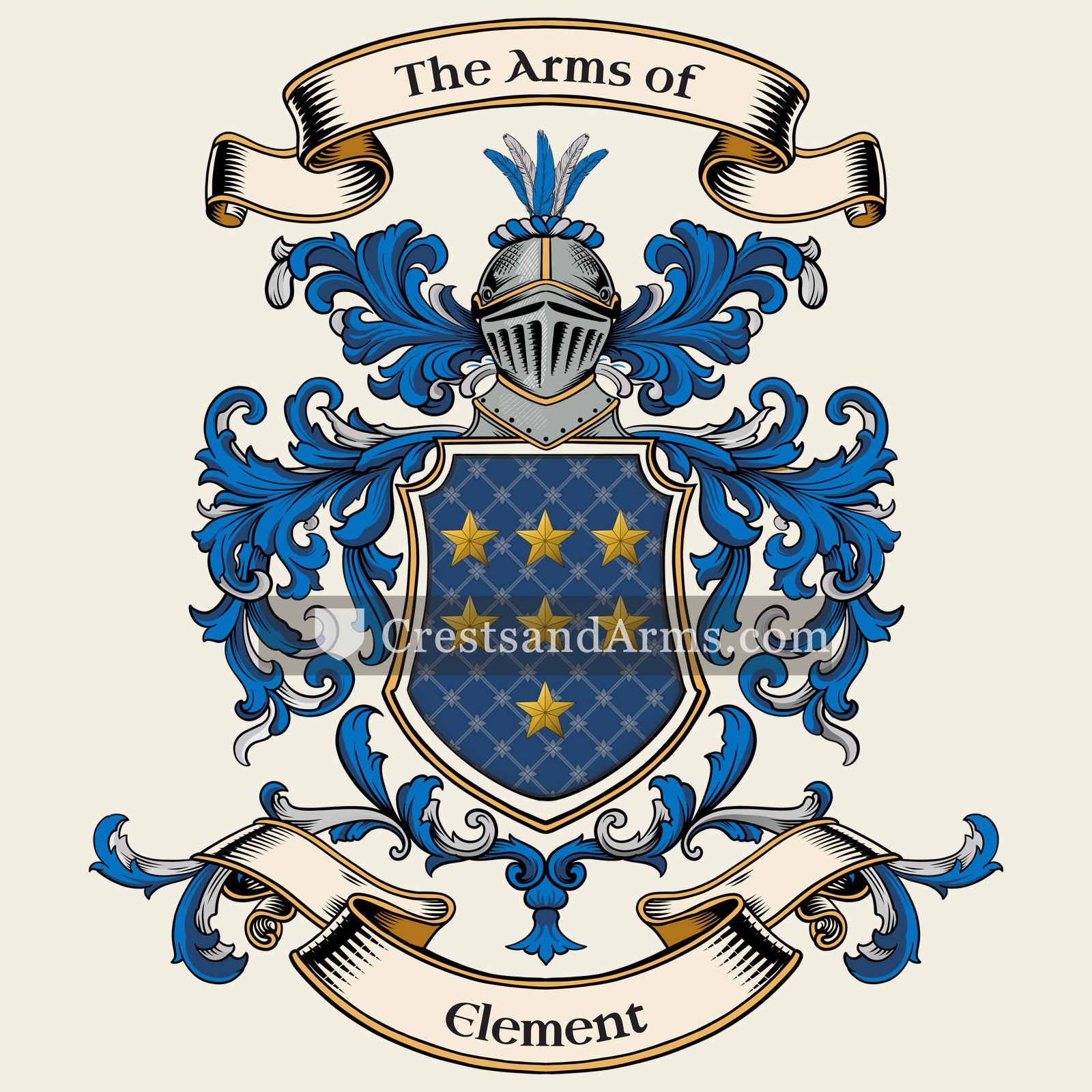 The Element coat of arms, drawn from the recorded blazon