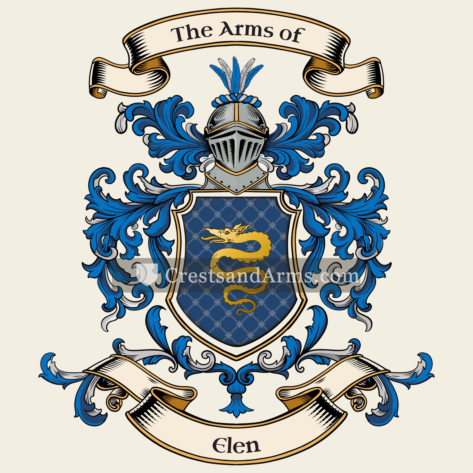 The Elen coat of arms, drawn from the recorded blazon