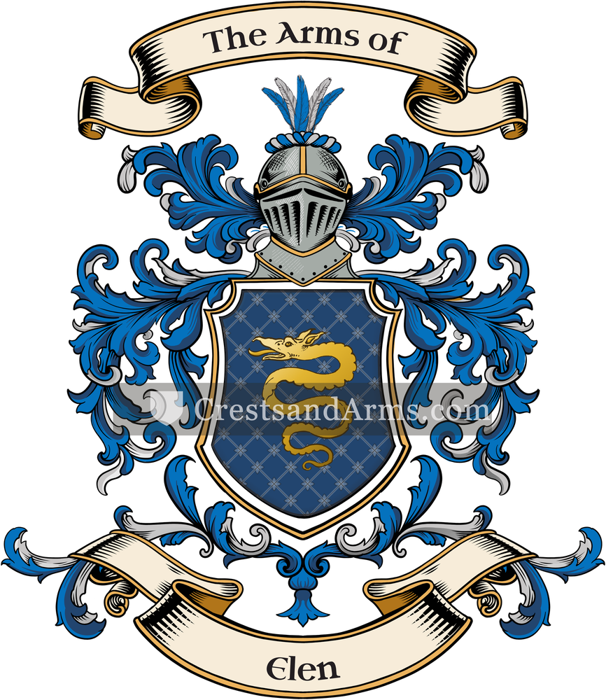 The Elen coat of arms, drawn from the recorded blazon