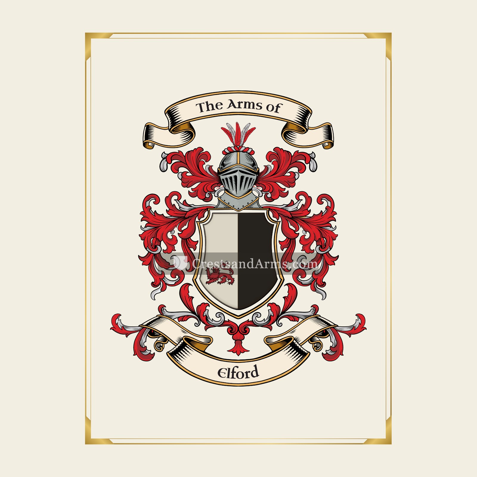With gold border