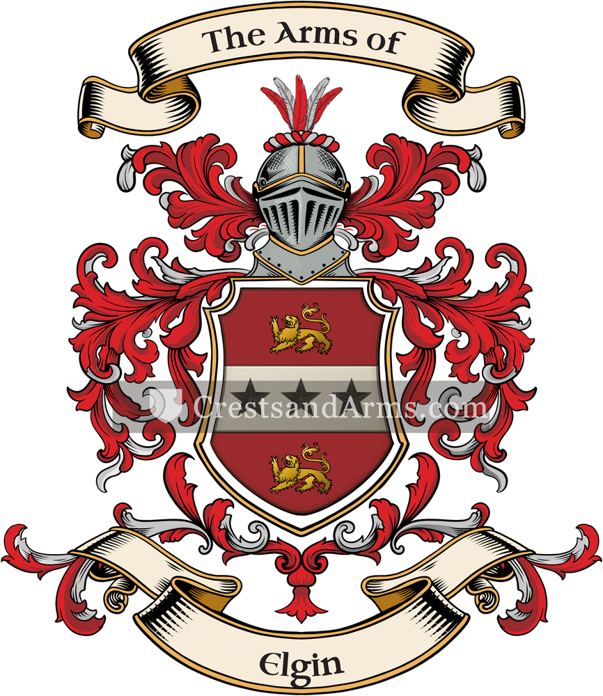 The Elgin coat of arms, drawn from the recorded blazon