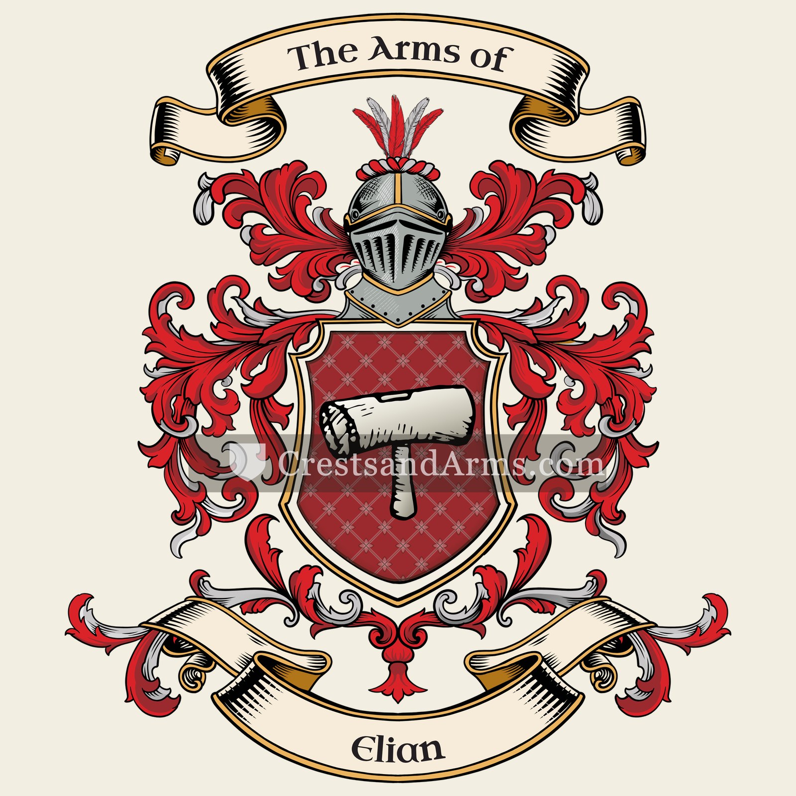 The Elian coat of arms, drawn from the recorded blazon