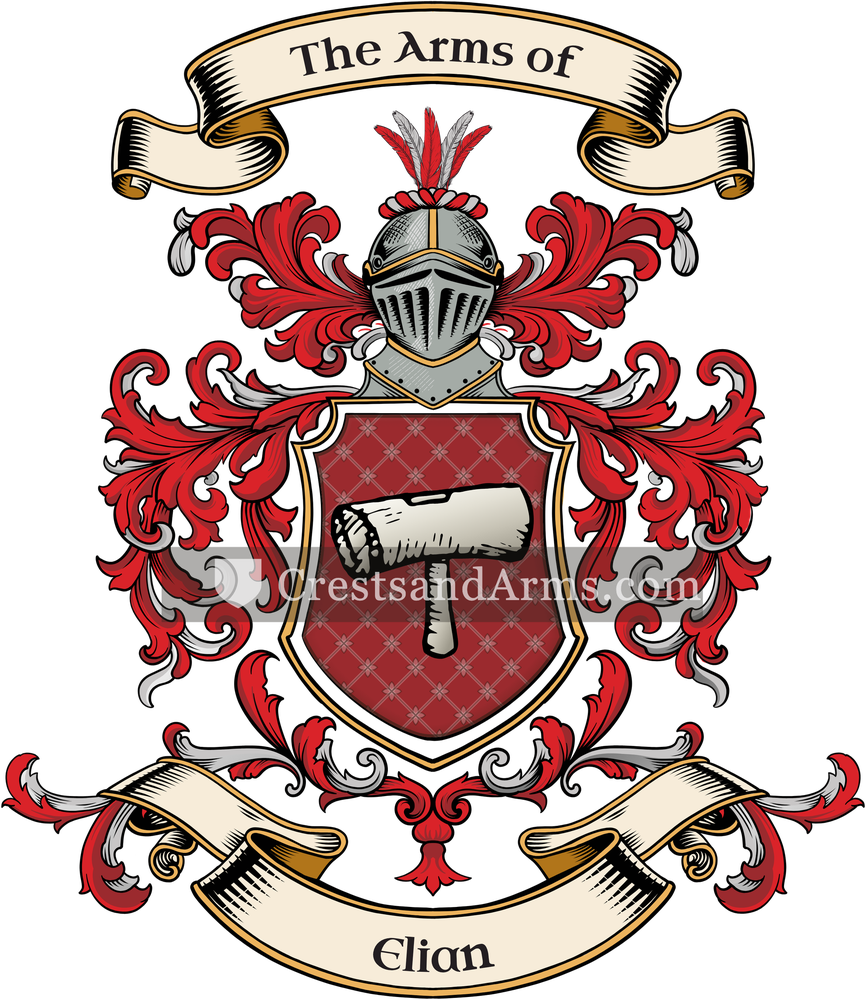 The Elian coat of arms, drawn from the recorded blazon