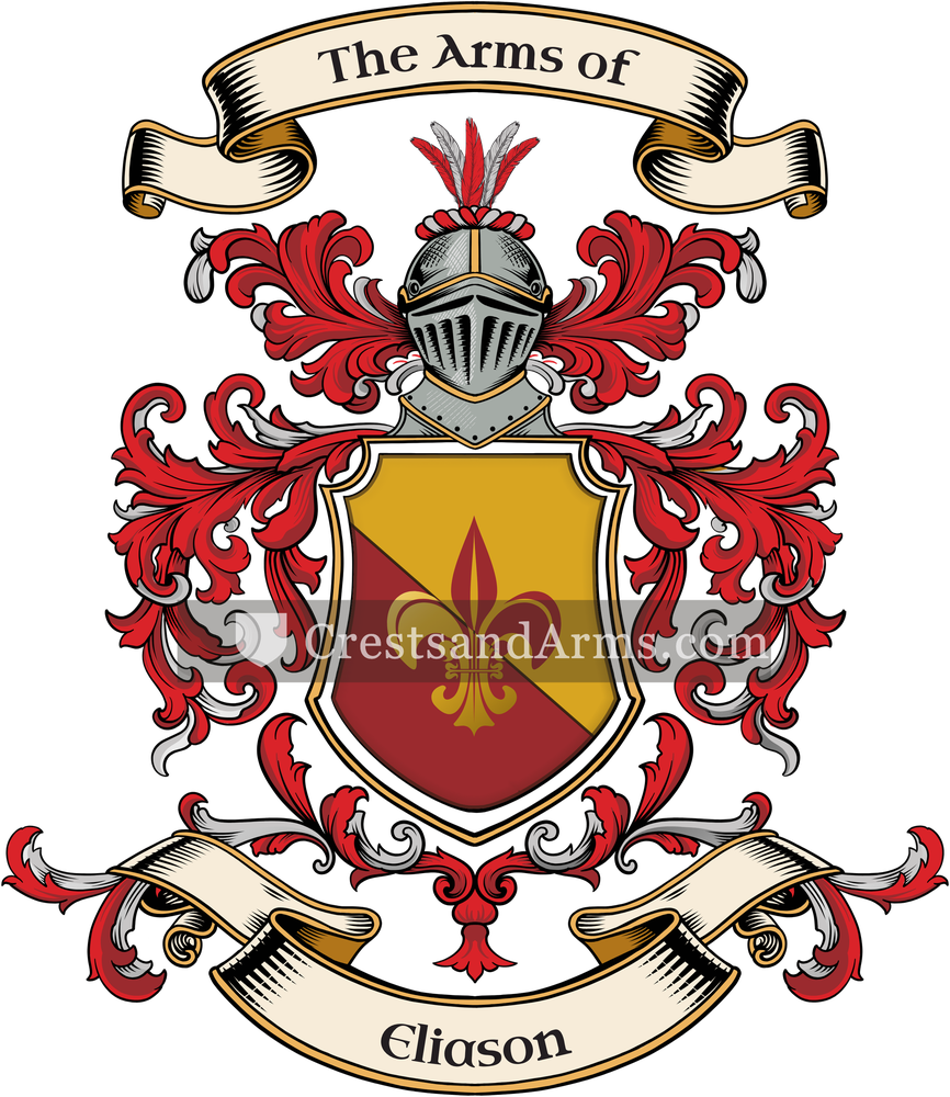 The Eliason coat of arms, drawn from the recorded blazon