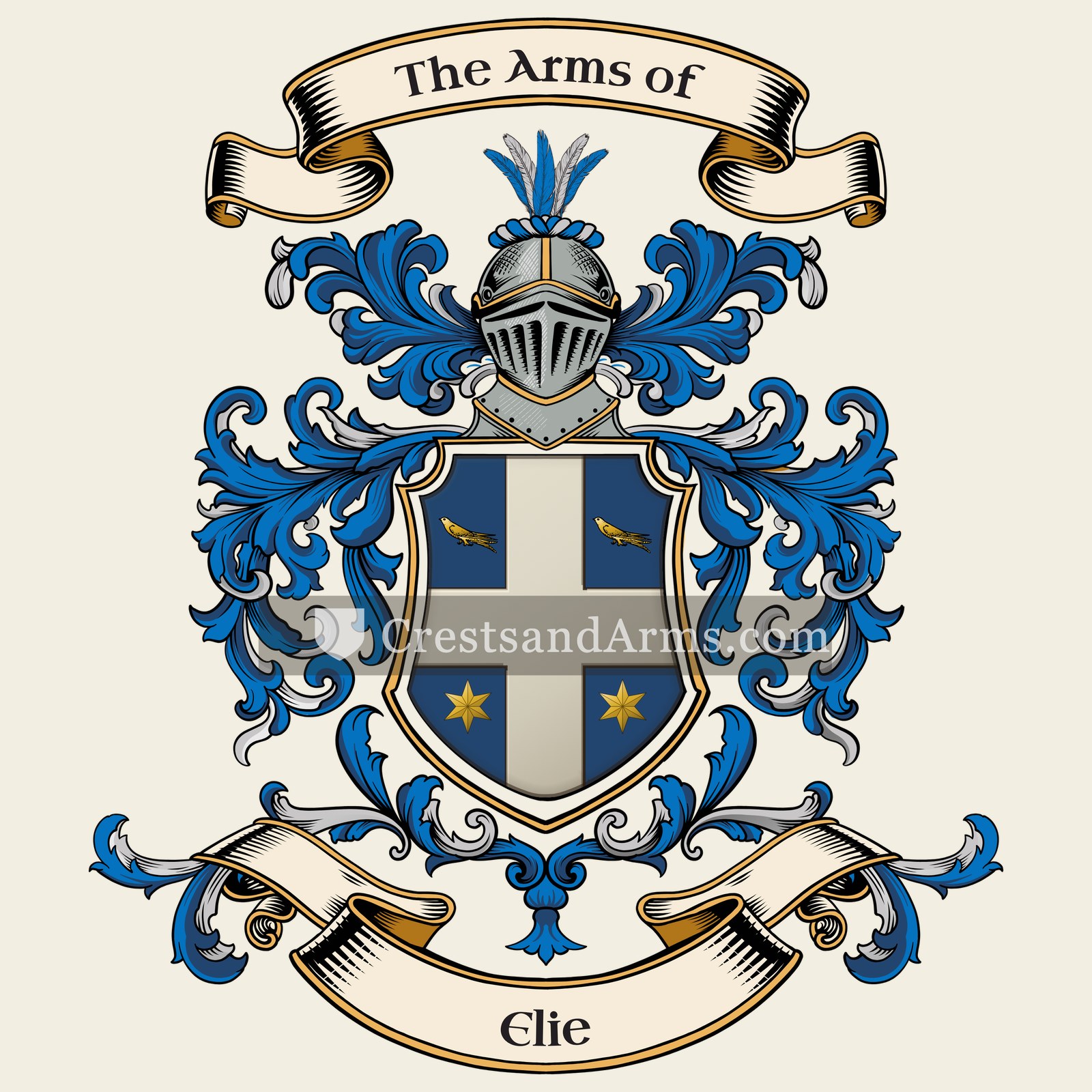 The Elie coat of arms, drawn from the recorded blazon