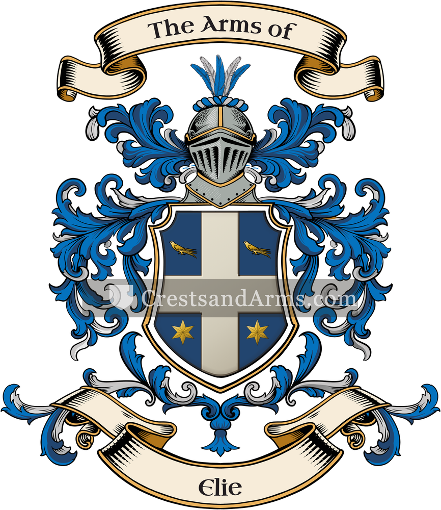 The Elie coat of arms, drawn from the recorded blazon