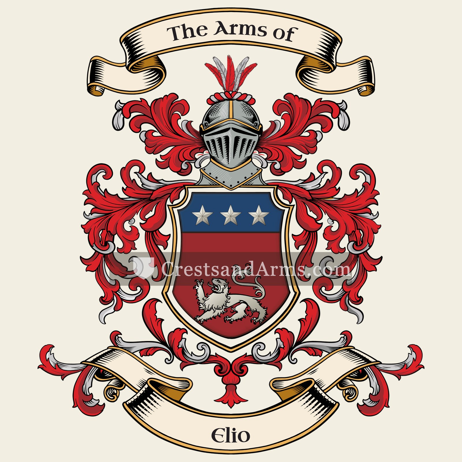 The Elio coat of arms, drawn from the recorded blazon