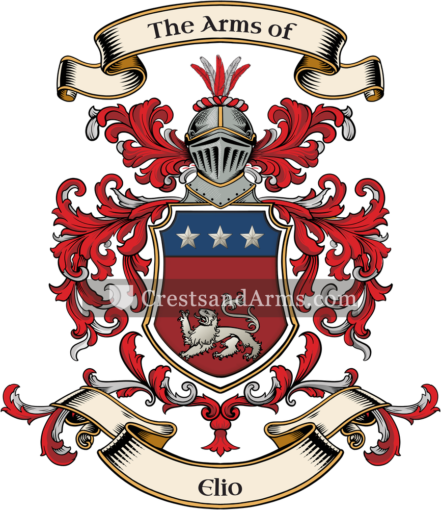 The Elio coat of arms, drawn from the recorded blazon