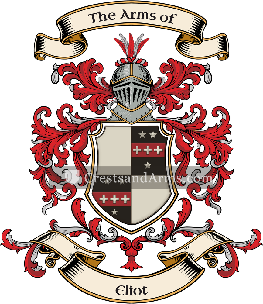 The Eliot coat of arms, drawn from the recorded blazon