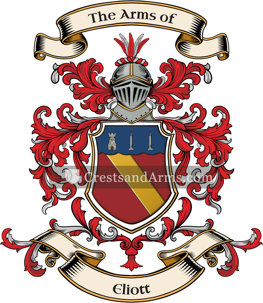 The Eliott coat of arms, drawn from the recorded blazon