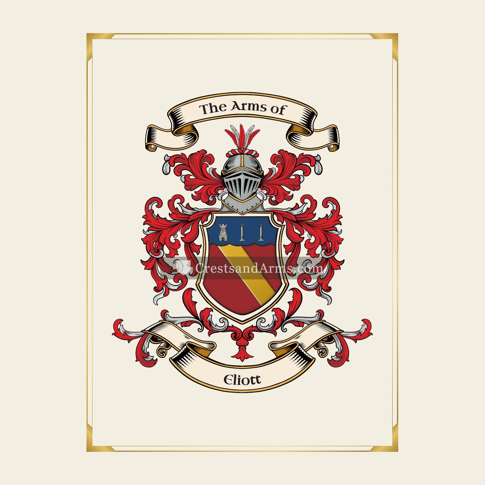 With gold border