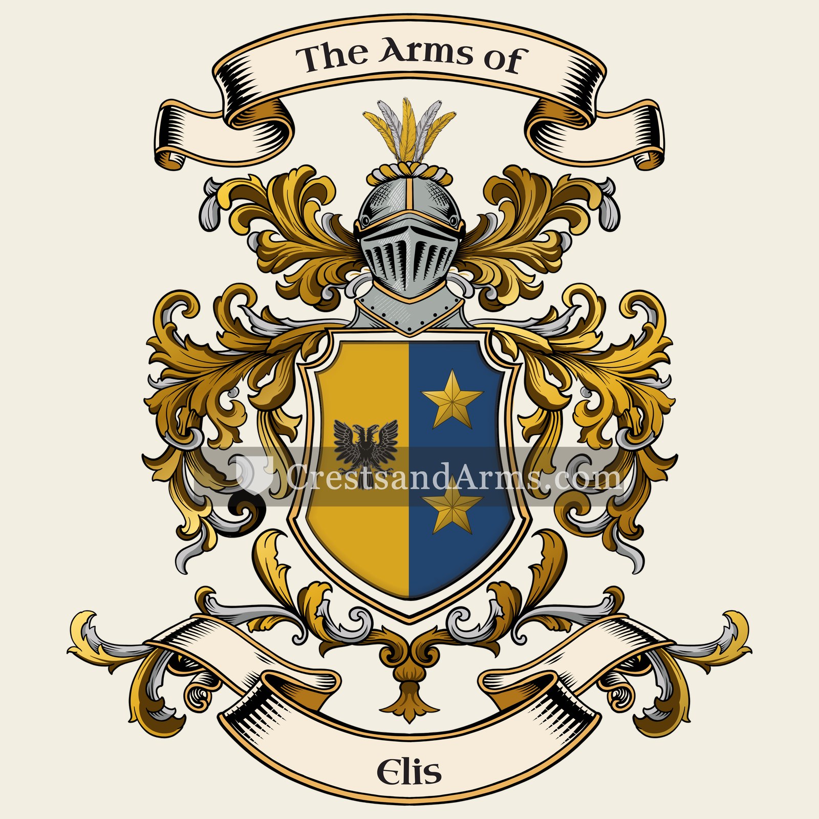 The Elis coat of arms, drawn from the recorded blazon