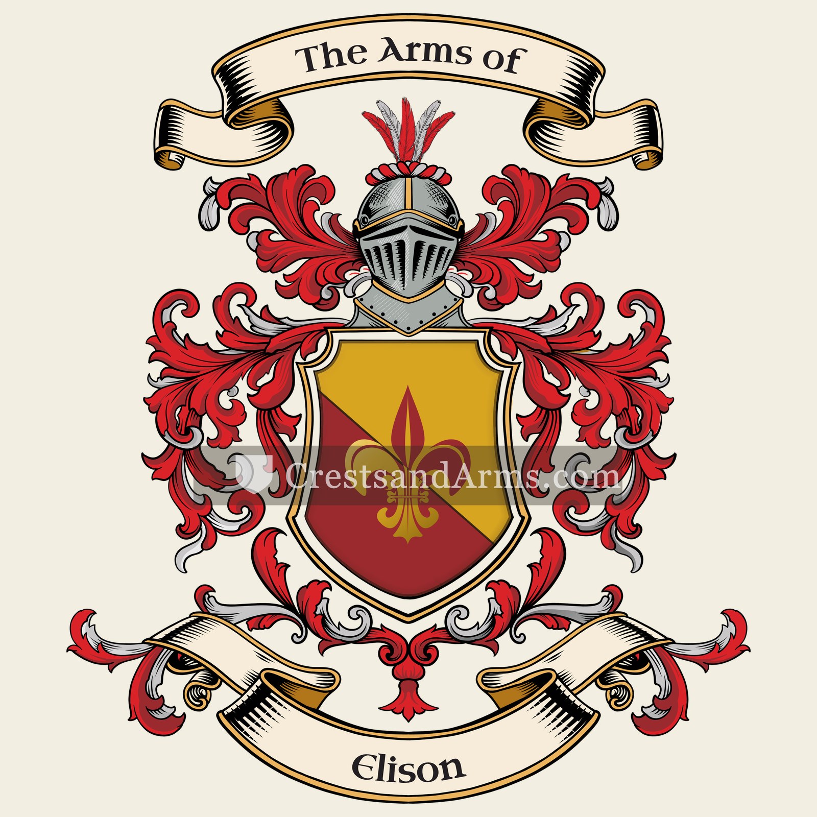 The Elison coat of arms, drawn from the recorded blazon