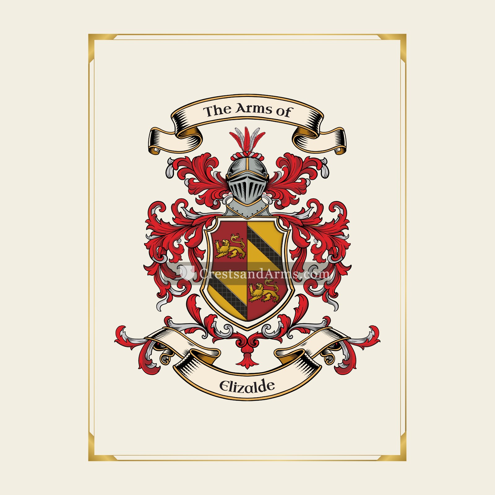 With gold border