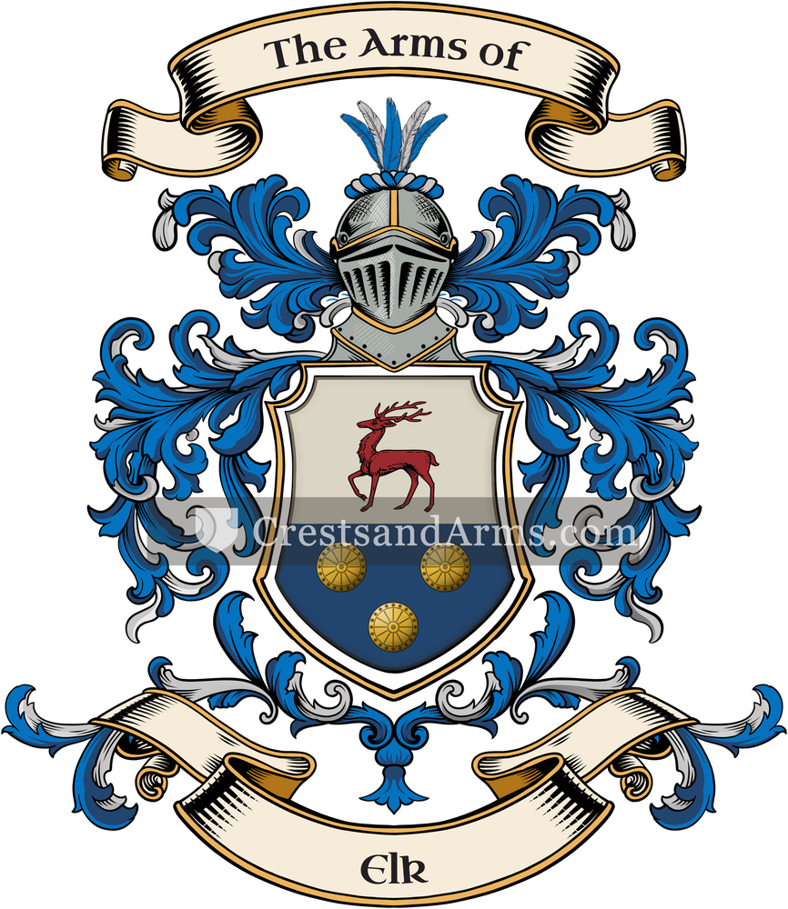 The Elk coat of arms, drawn from the recorded blazon