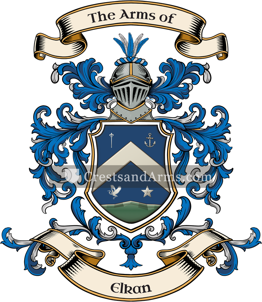 The Elkan coat of arms, drawn from the recorded blazon