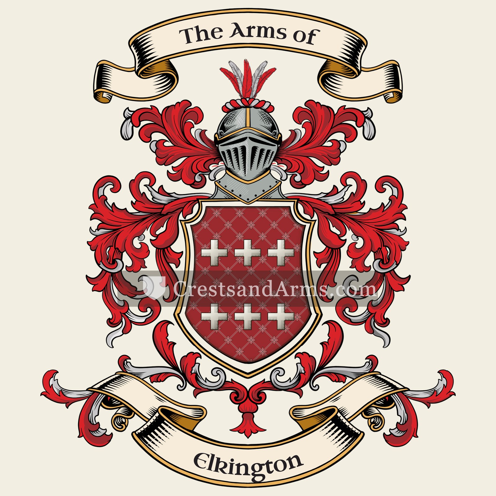 The Elkington coat of arms, drawn from the recorded blazon