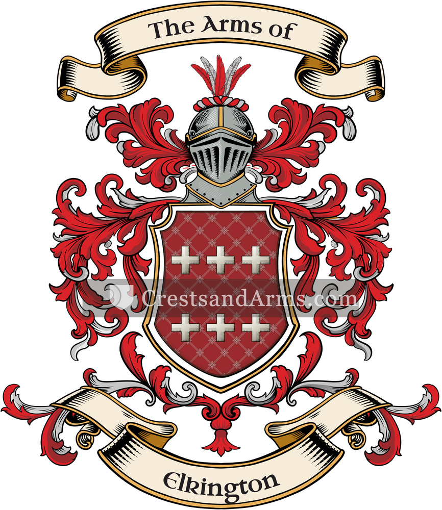 The Elkington coat of arms, drawn from the recorded blazon