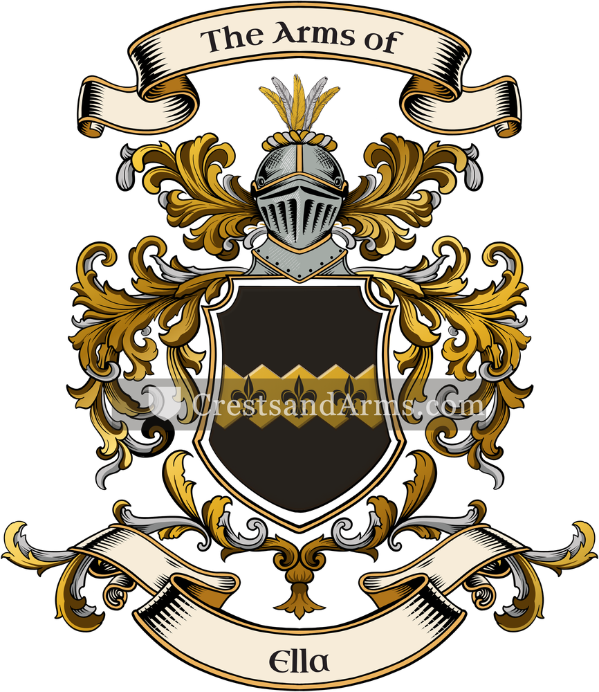 The Ella coat of arms, drawn from the recorded blazon