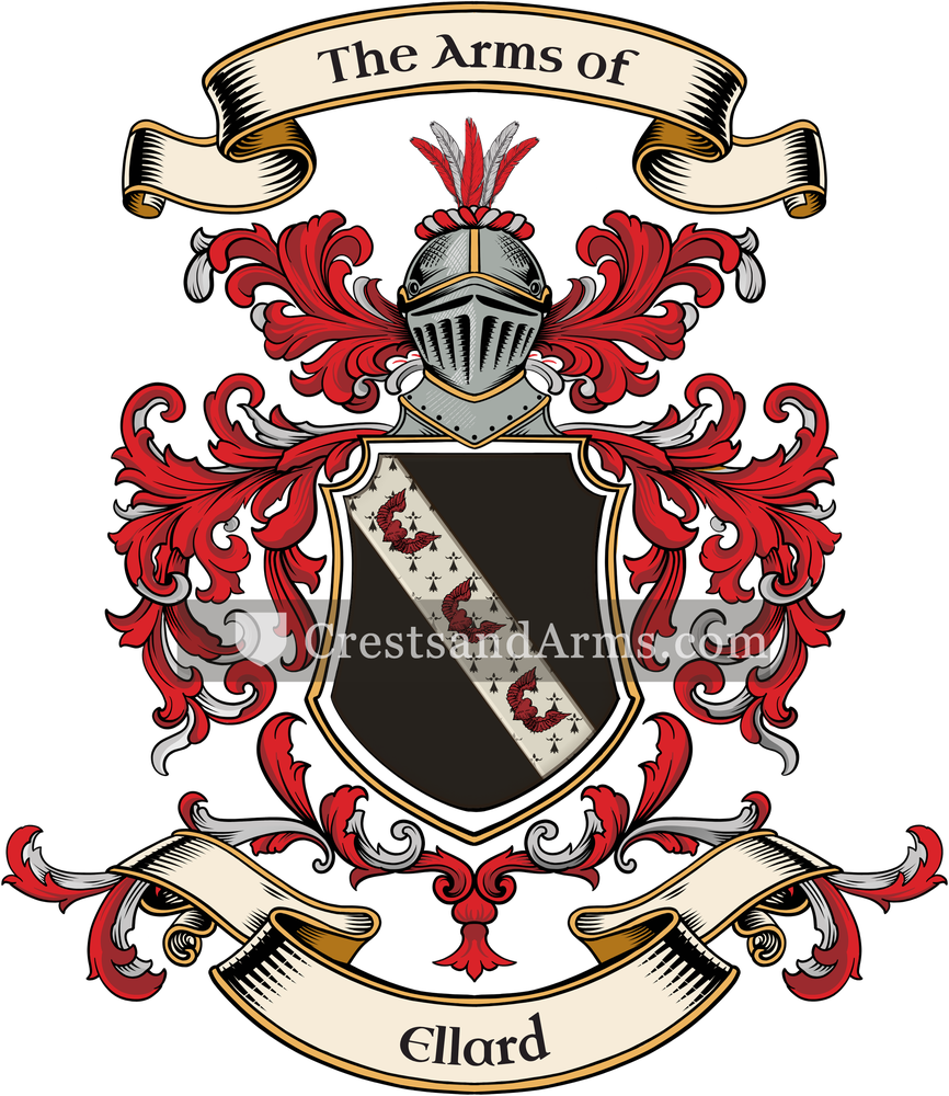 The Ellard coat of arms, drawn from the recorded blazon