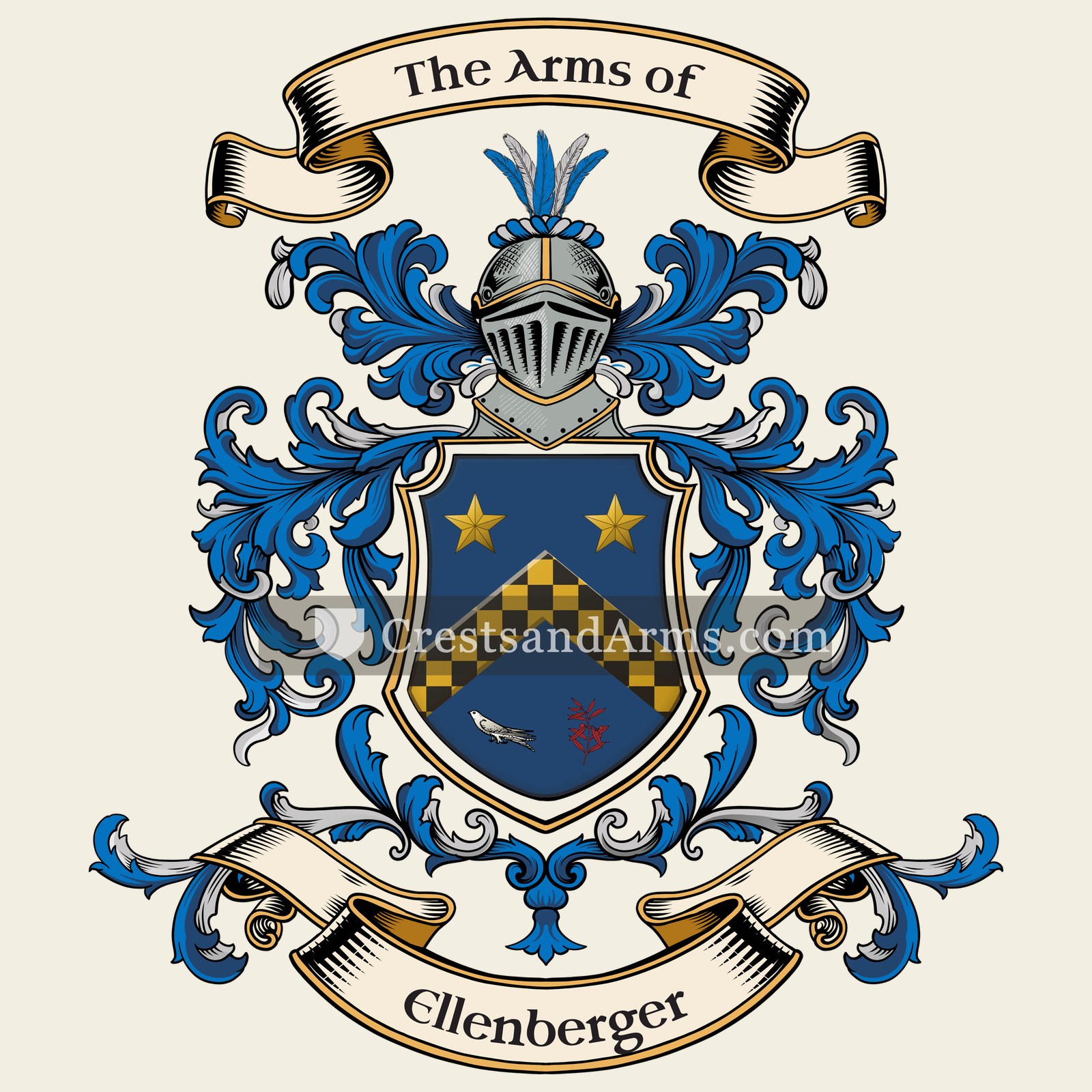 The Ellenberger coat of arms, drawn from the recorded blazon